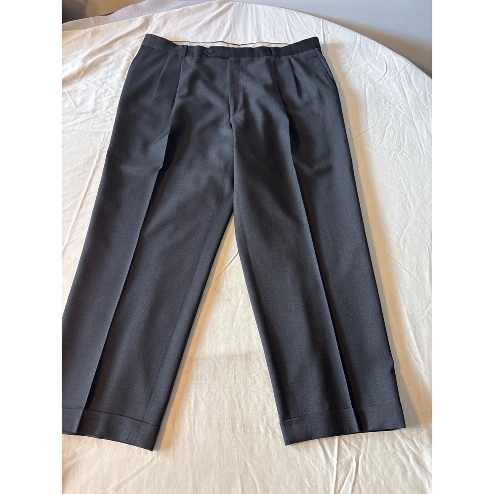 Ballin Classic Dress Pants Mens‎ 38x27 Charcoal Grey Excellent Pleated Cuffed